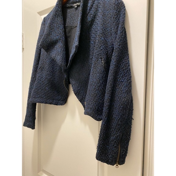 Tobi Tweed Hart Moto Jacket in Navy  - Size SM - Picture 5 of 8